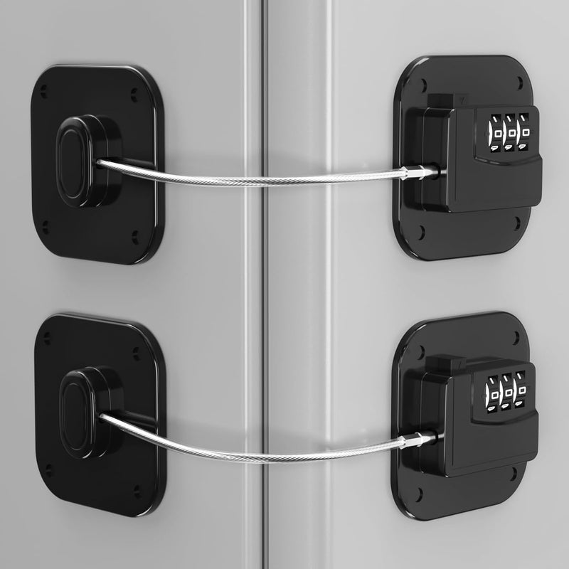 Qutspou Refrigerator Lock - Heavy Duty Fridge & Cabinet Lock, Keyless Combination Lock for Drawers, Ovens, Trash Cans, and More | Easy Install | Black (2-Pack) - Image 1